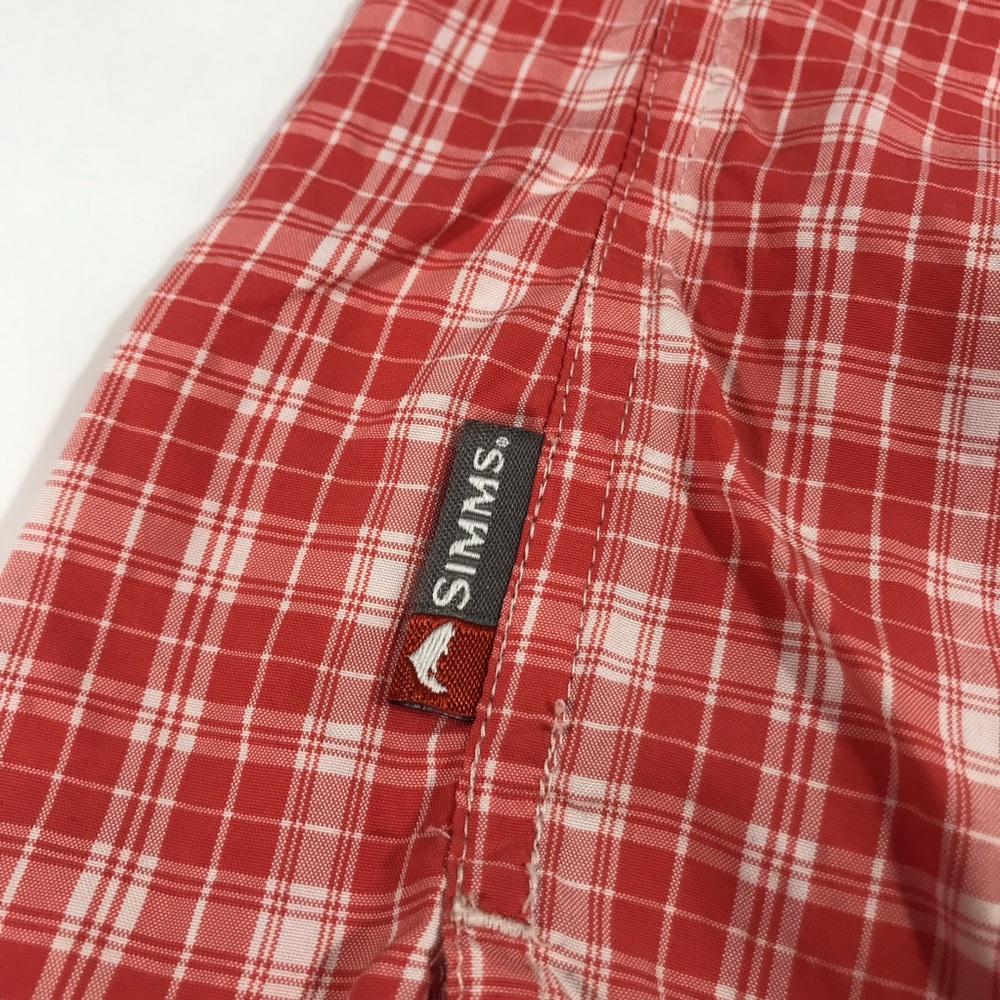Simms Men's Orange Plaid Short Sleeve Button Front Performance Shirt Size L - Picture 6 of 9